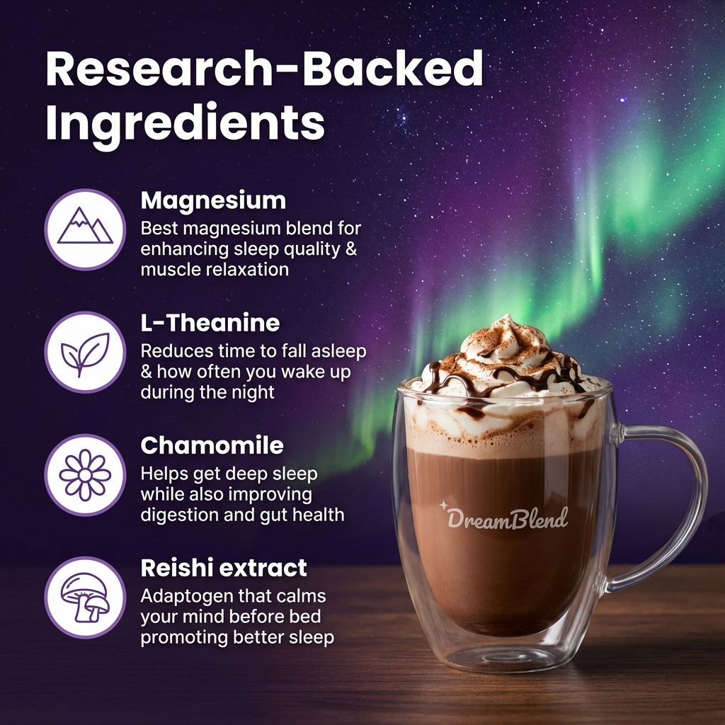 DreamBlend™ | Magnesium Sleep Support Hot Chocolate Mix Drink Natural Formula